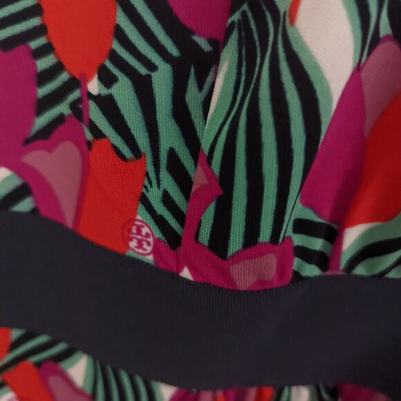 Tory Burch Augustina Printed Tulip Floral Logo Hidden Dress Aline Medium Vneck - Picture 8 of 16